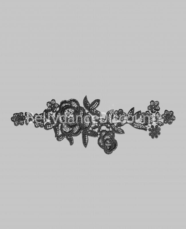 Sew on black flower in lace