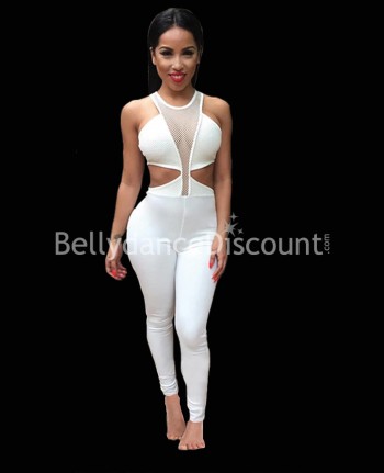 Asymmetrical white dance suit