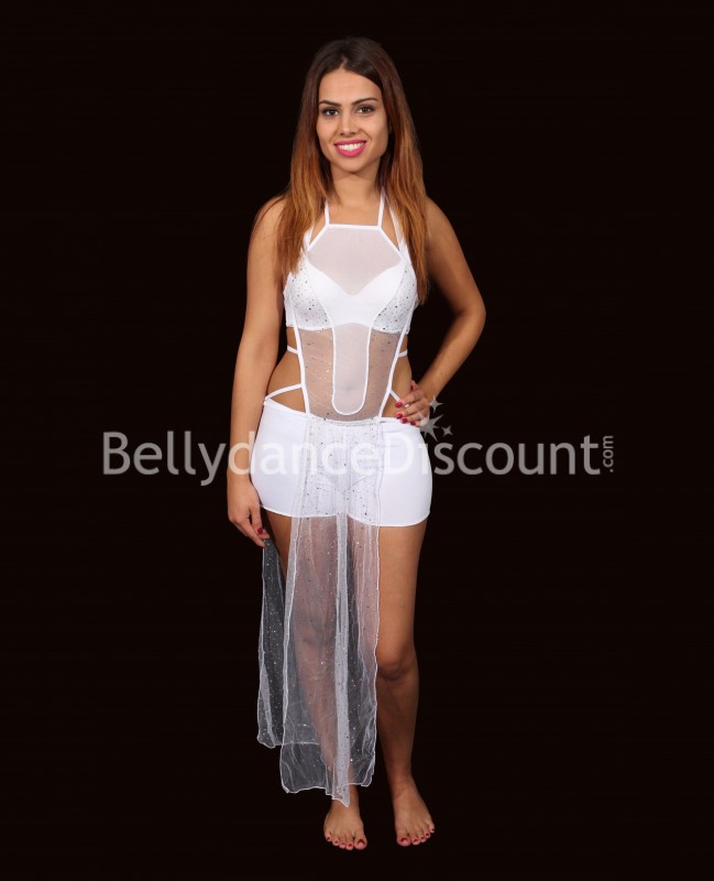 Vestito trasparente bianco paillettato
